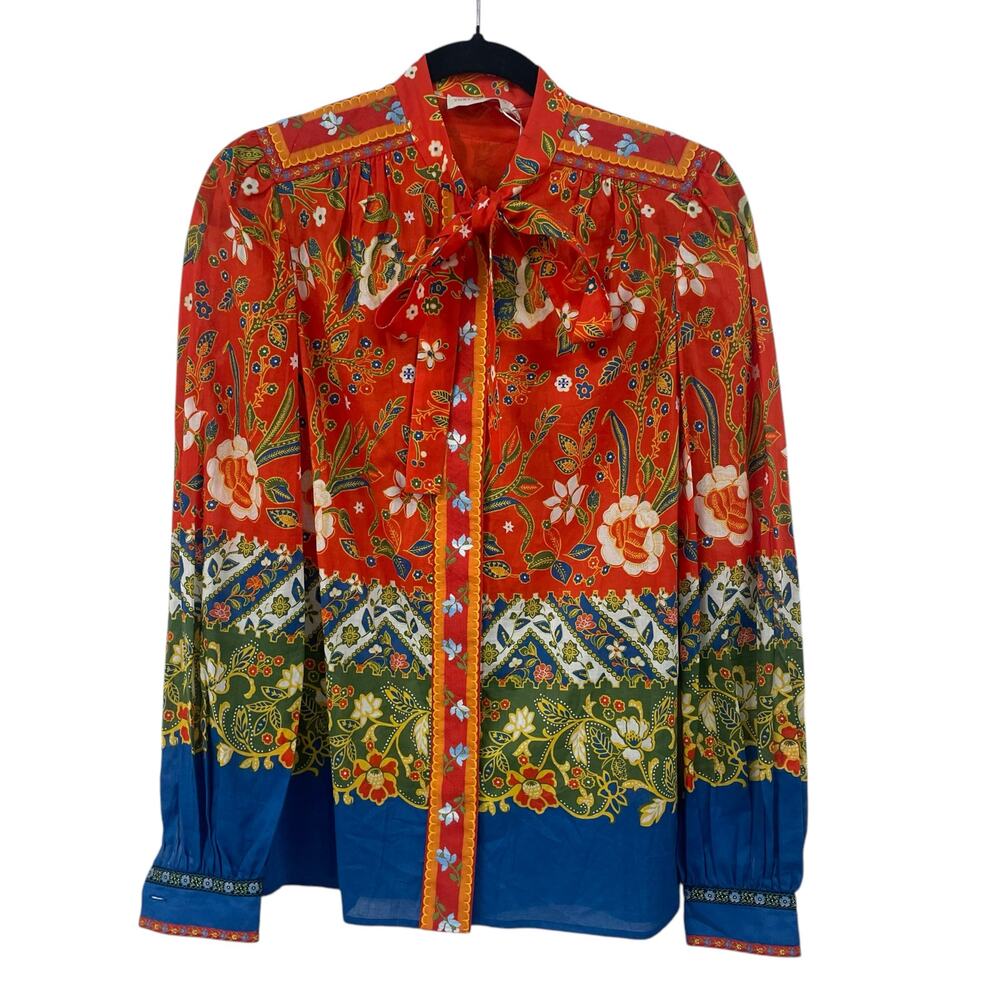 Floral Red and Blue Women's Top